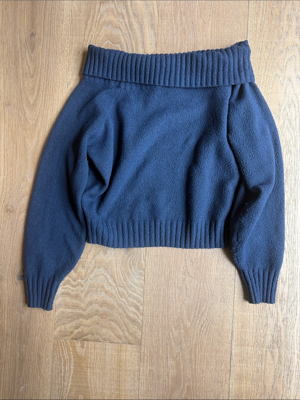 Hollister Navy Off-the-Shoulder Ribbed Sweater